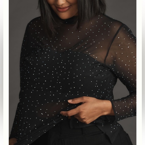 NWT Eva Franco Starlight Long-Sleeve Sheer‎ Tunic - Picture 7 of 10